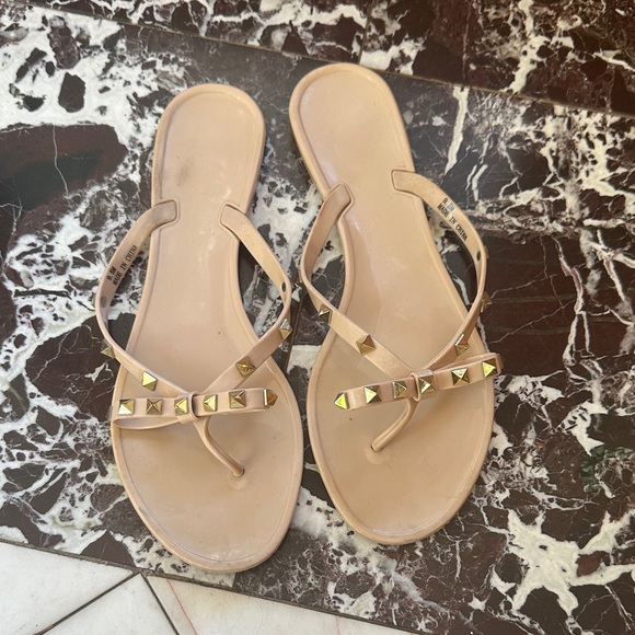 Steve Madden Nude Studded Sandals - Picture 1 of 6